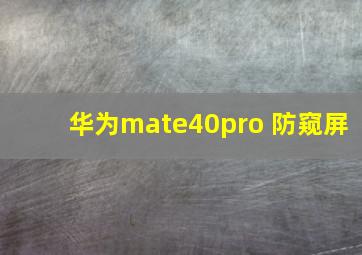 华为mate40pro 防窥屏